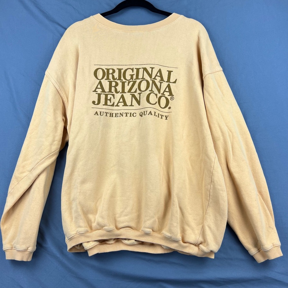 Arizona Jean Co Sweatshirt Mens Large Vintage USA Cotton Peach Logo Pullover